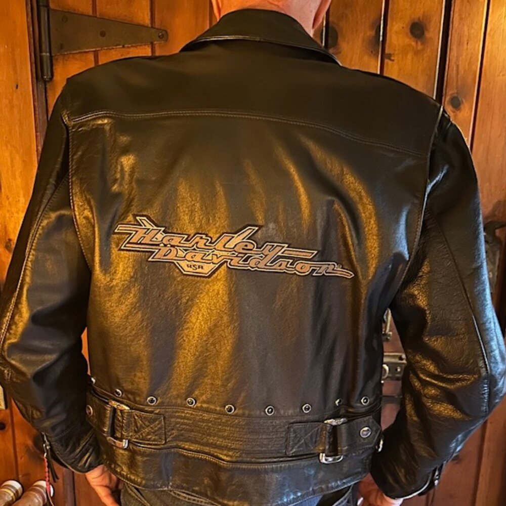 Vintage Harley-Davidson "Road King" black leather jacket Mens size Medium